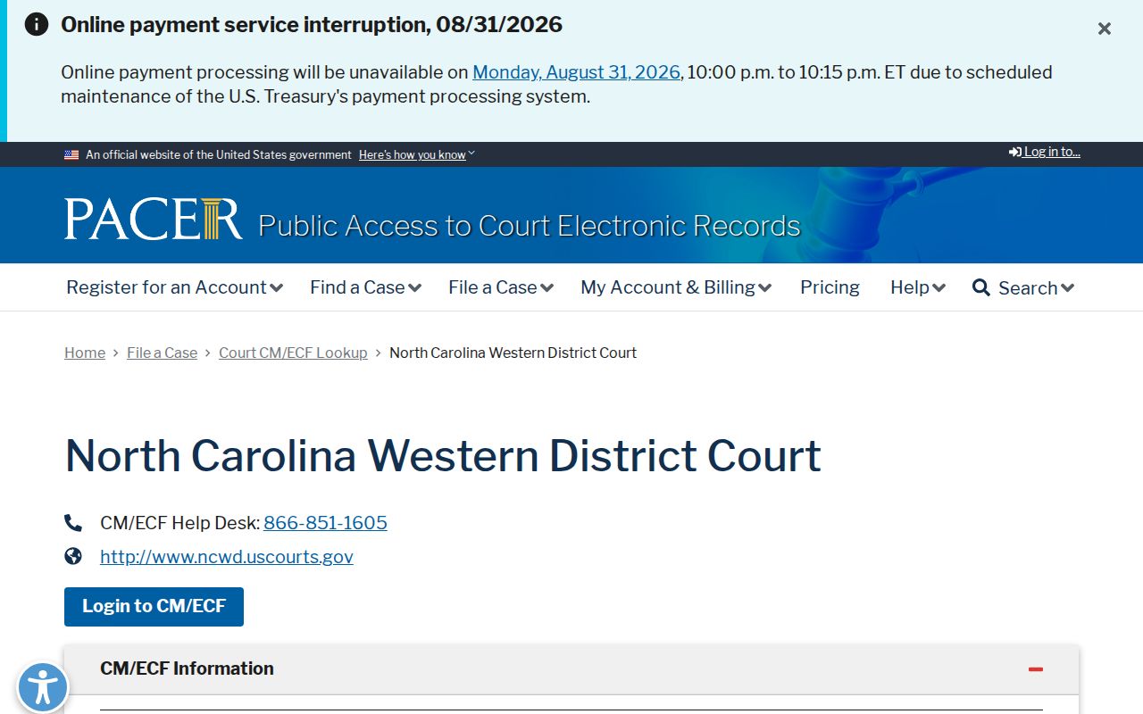 Transylvania case search federal PACER Western District court lookup