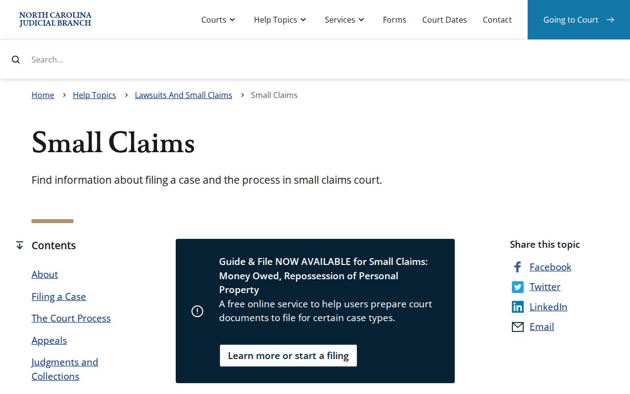 Transylvania civil docket small claims official North Carolina information