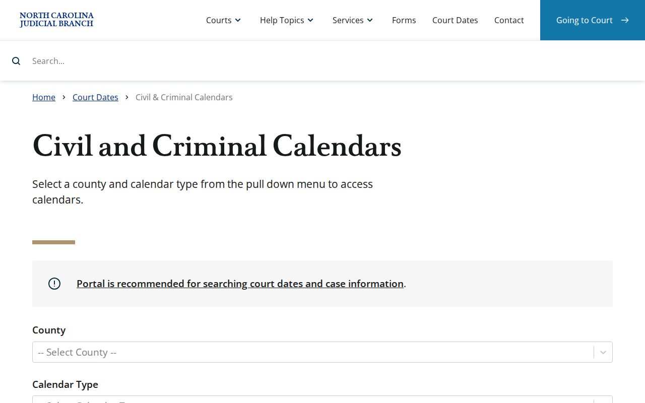 Transylvania court calendar North Carolina civil and criminal calendar finder