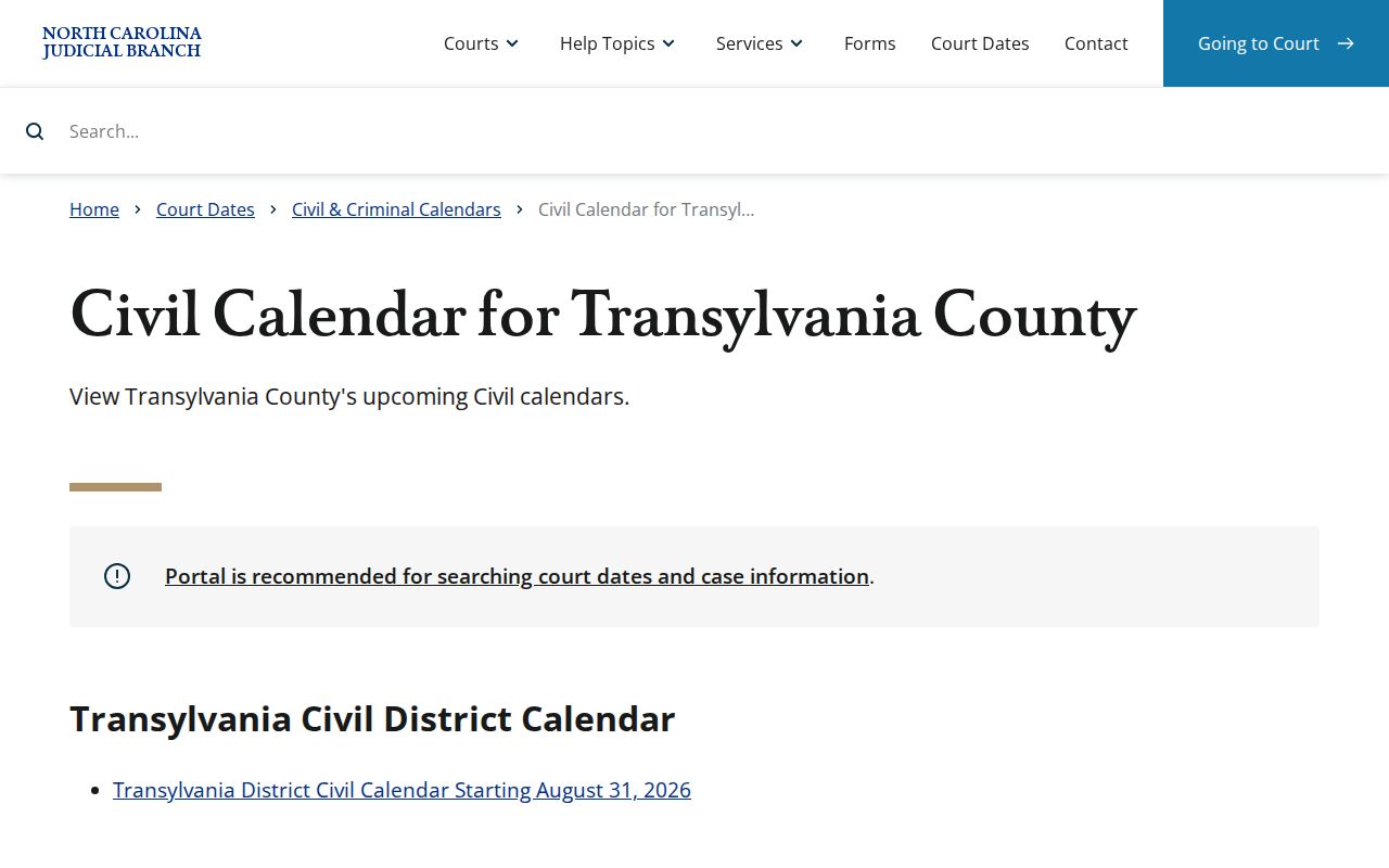 Transylvania court calendar civil calendar results