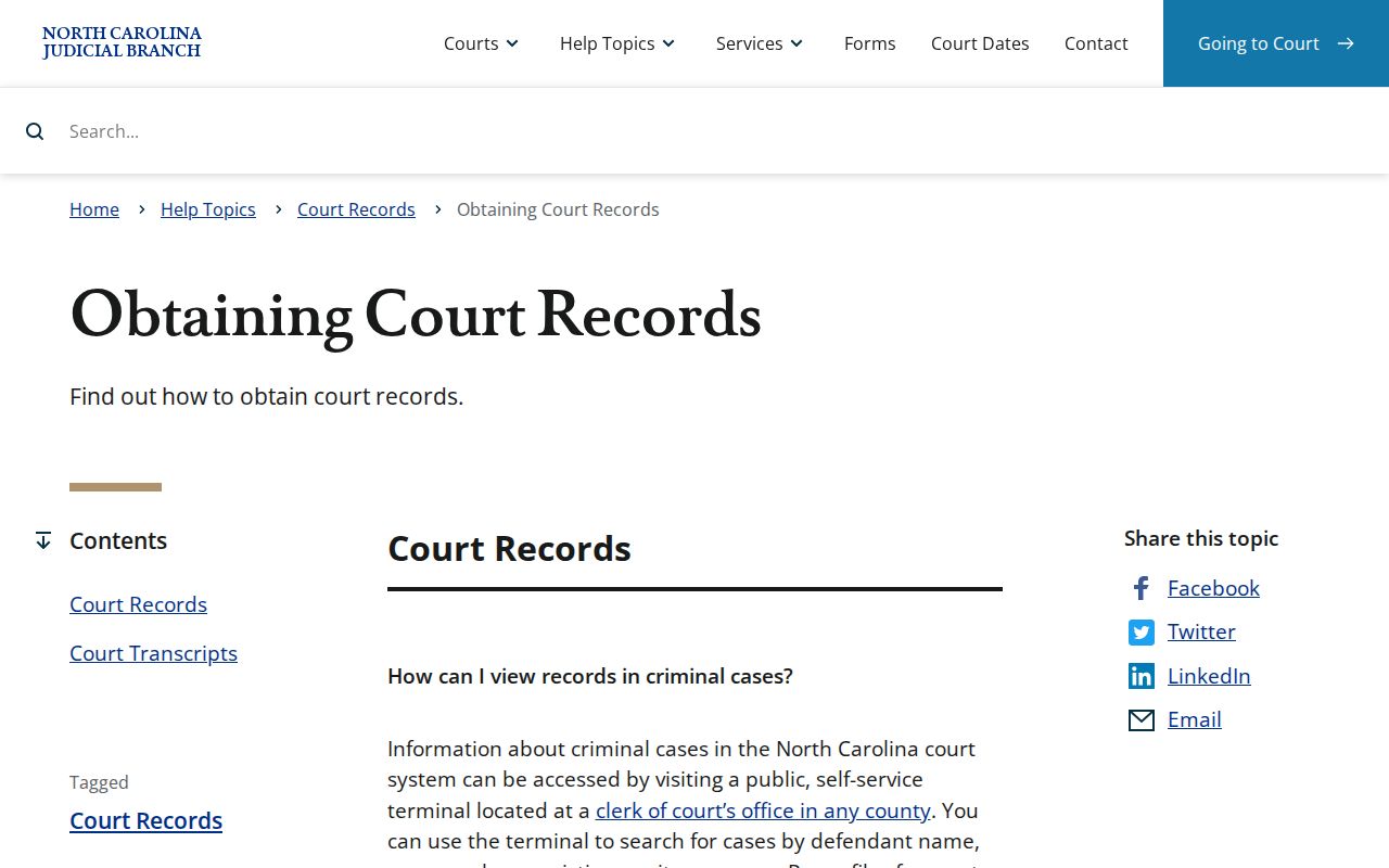 Transylvania court records North Carolina obtaining court records information