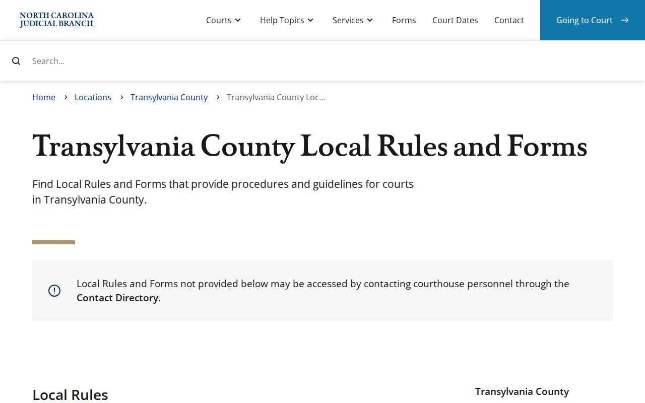 Transylvania criminal docket local rules and forms page