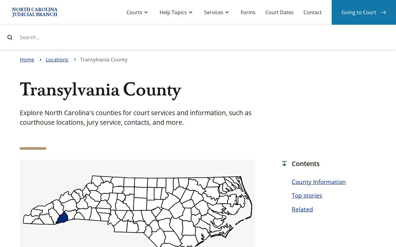 Transylvania County court docket county court schedules and services page