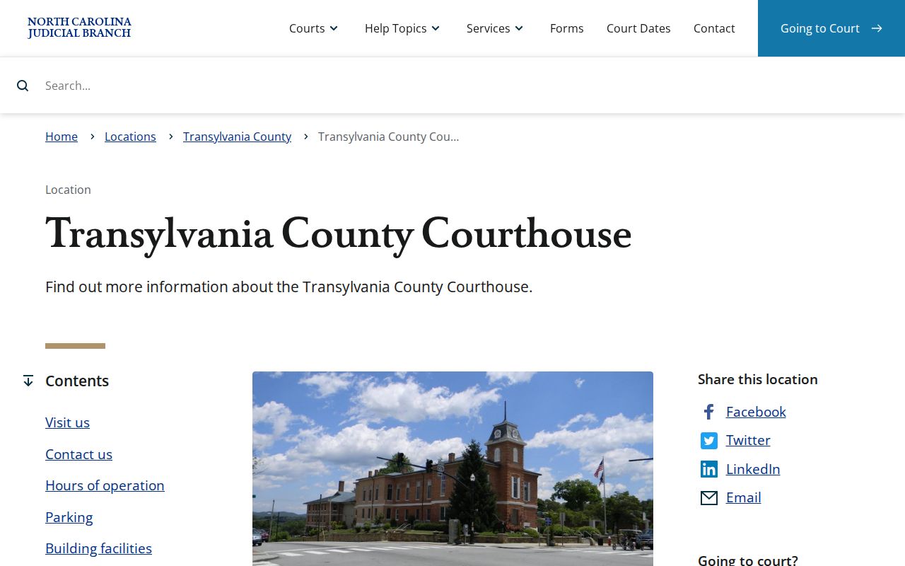 Transylvania County court docket courthouse and clerk record location